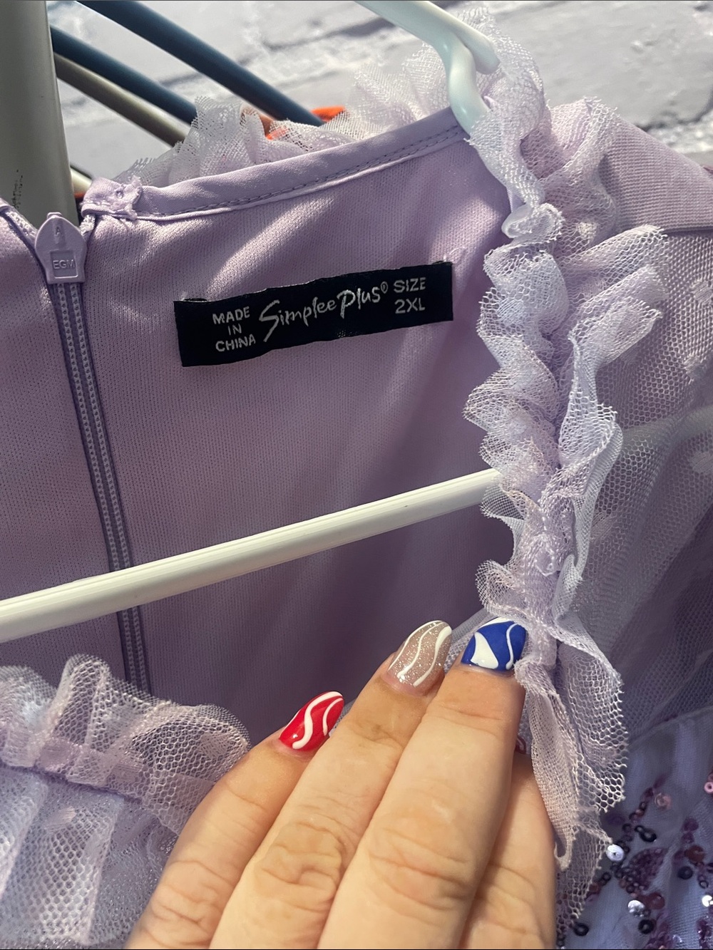 Simple Lilac Ruffle Mesh Dress - Picture 3 of 7